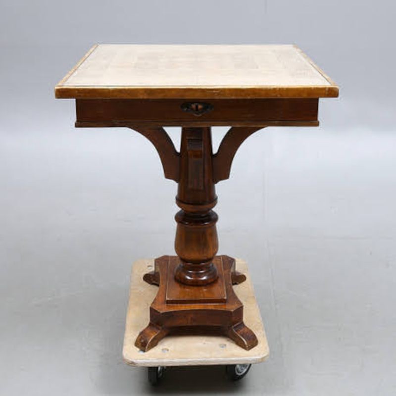 Karl Johan Style Parlor Table with Intricate Carved Top